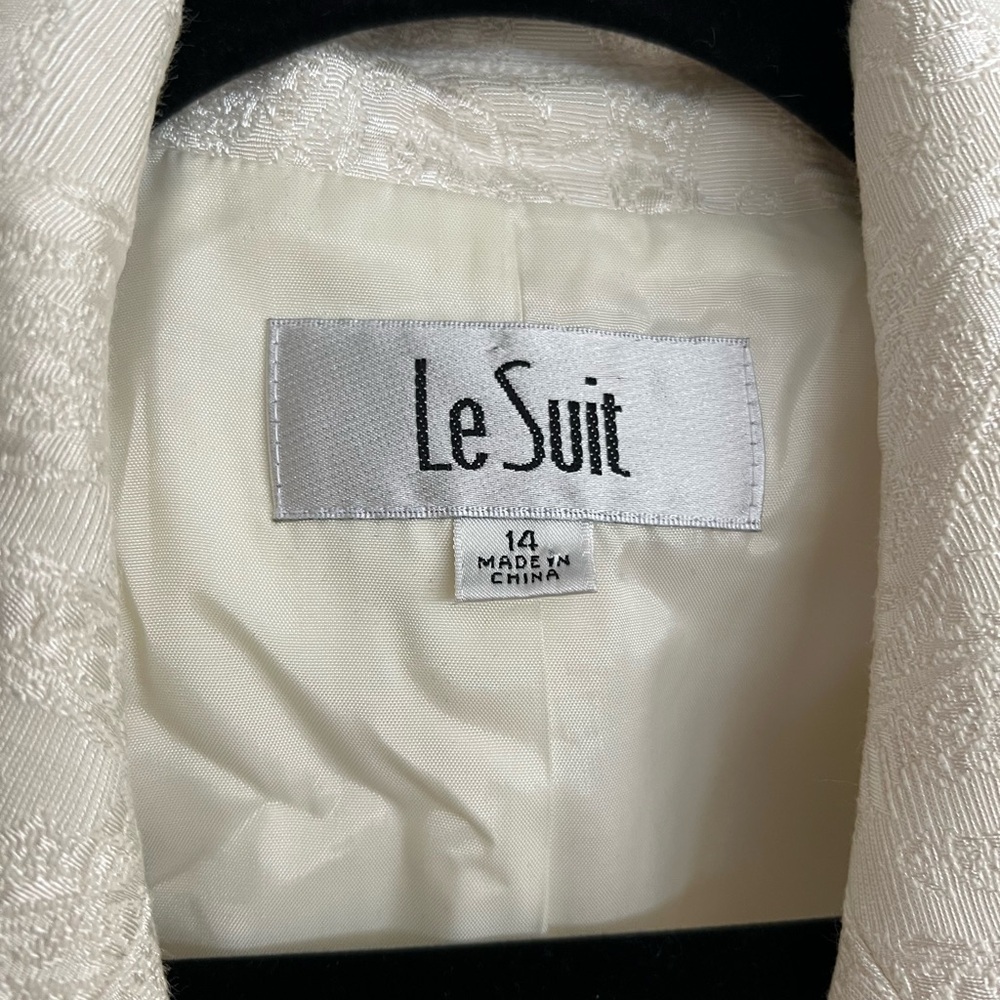 Le Suit Bridal White Jacquard Blazer - Size 14 - Picture 6 of 11